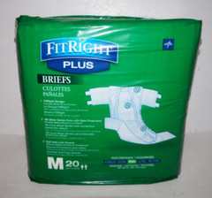 20 Count FitRight Plus Underwear Briefs Unisex Adult M Side Tabs Incontinence