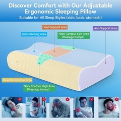 Cervical Neck Pillow – Adjustable Cooling Memory Foam for Pain Relief