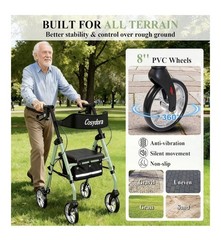 Cosydora R402 Rollator Walker with Seat, 13.6 lb, 8” Wheels, Sage Green