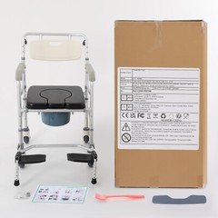 172kg/380lbs Bedside Commode Toilet Chair Shower Wheelchair for Adult Elderly