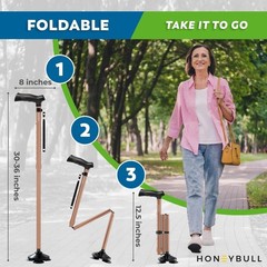 Walking Cane for Men & Women Foldable, Adjustable, Heavy Duty, Free Standing,…