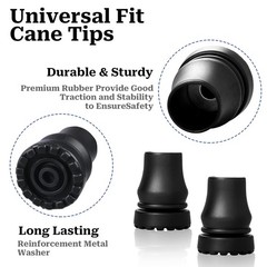 2 Pack 5/8 Inch Heavy Duty Rubber Cane Tips Replacement Walking Stick Caps