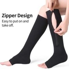 1 Pair Zipper Compression Socks Support Graduated Stockings Mens Women 20-30mmHg