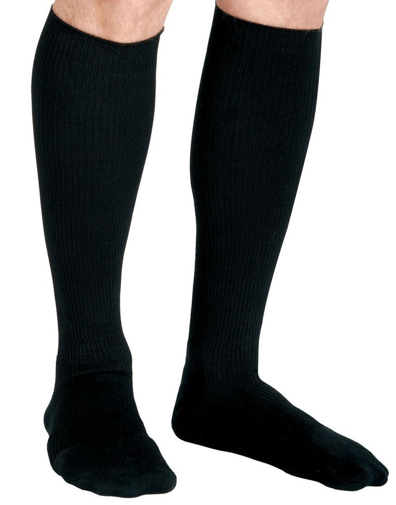 CURAD Knee High Compression Socks, 15-20 mmHg, Black, Size D D-Regular, Black