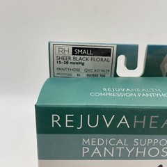 Rejuva Health, Compression Pantyhose, 15-20 mmHg, Sheer Black Floral Small