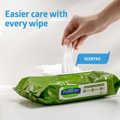 Fitright Aloe Personal Cleansing Cloth Wipes, Scented, Pack of 48, 8 X 10 Inch A