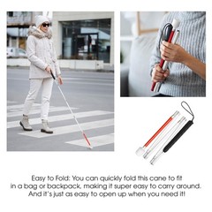 Blind Cane Stick – Mobility Reflective Red-White Foldable Walking Baston para