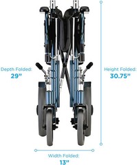 NOVA Lightweight Transport Chair, 300lbs Capacity, 12” Rear Wheels, OPENBOX BLUE
