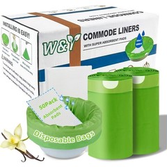 Universal Fit Commode Liners with Super Absorbent Pads, 50 Count Vanilla Scented