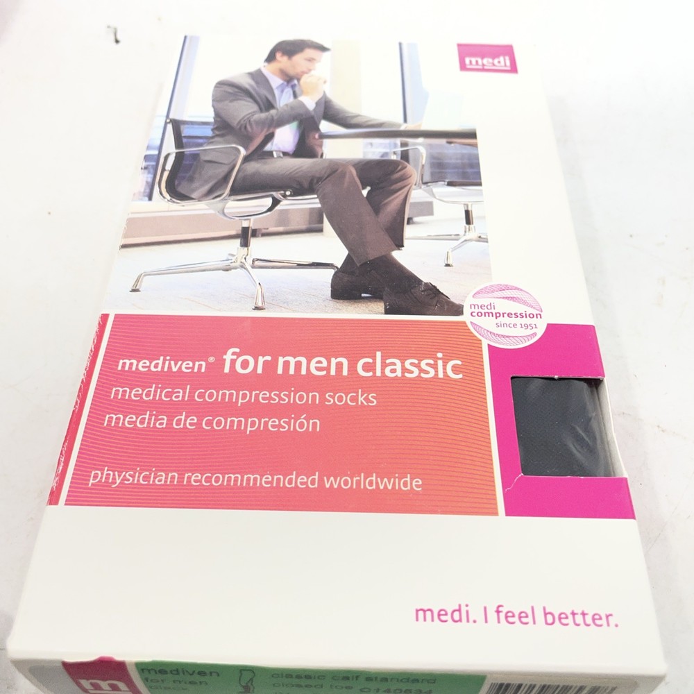 Medi for Men Knee High Classic Black Socks – 20-30 Size VI