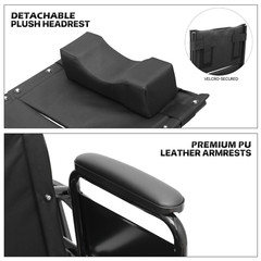 [FDA APPROVED]Folding Reclining Medical Transport Wheelchair w/Removable Armrest