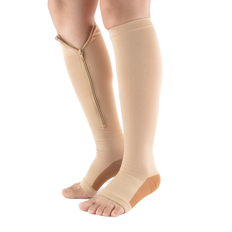 Fabric Soft Foot Care Ball of Foot Cushions & Zipper Compression Socks Calf Knee