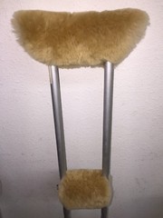 Real Merino Sheepskin UNDER ARM Crutch Pad Covers + Crutches HAND GRIP Pads USA