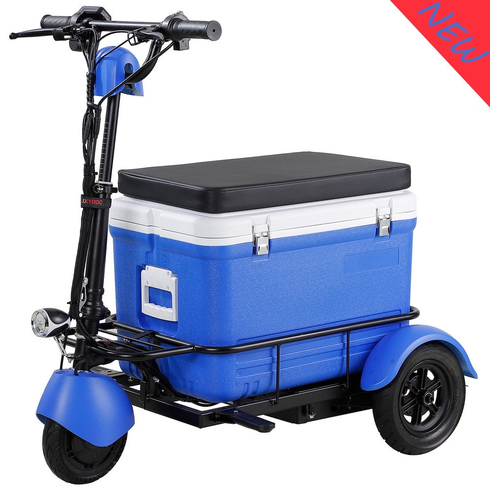 3 Wheels 350W Foldable Mobility Scooter With ice cooler box For Camping Fishing