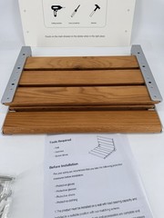 440lbs Folding Oak Shower Seat 16″ Wall Mounted Shower Bench Rust-proof Chair