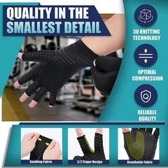 Copper Arthritis Compression Gloves Hand Support Pain Relief Joint Self Care