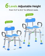 Ergonomic H-Shaped 16″ (L) x 12.7″ (W) x 15.2-20.2″ (H), Blue With Eva Pad