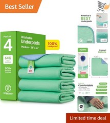 Washable Underpads Reusable Bedwetting Pads 34 x 36 Heavy Absorbency Pack of 4