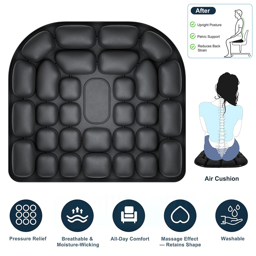 Comfortable 3D Inflatable Seat Cushion for Long Sitting in Car Air Office Chairs