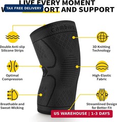 CAMBIVO 2 Pack Knee Braces for Women & Men, Knee Compression Sleeves for Knee Pa