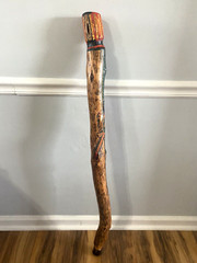 Wooden Walking Stick Staff Cane Hand Carved Painted 44″ Parrot Design