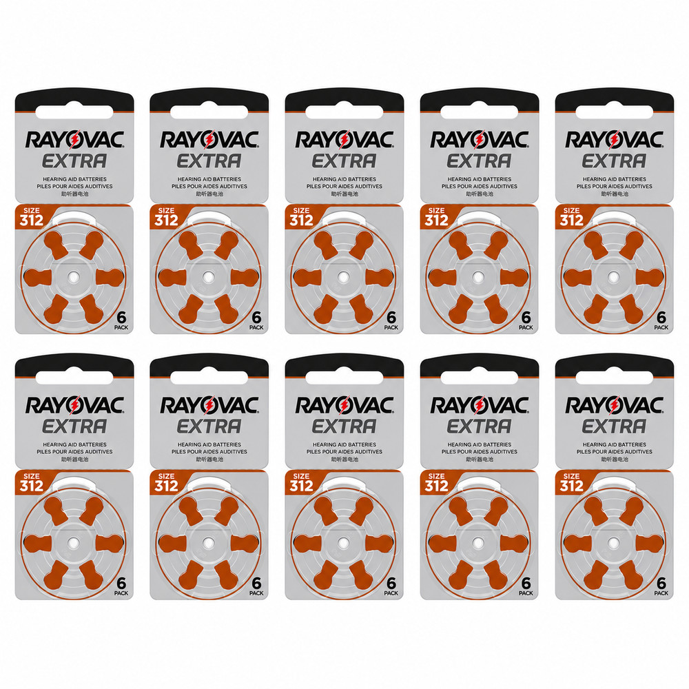 60x Rayovac 312 Hearing Aid Batteries 1 Year Supply PR41 DA312