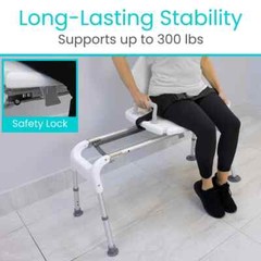 Sliding Shower Chair & Tub Transfer Bench Ergo with Arm Rest up to 300 LBS