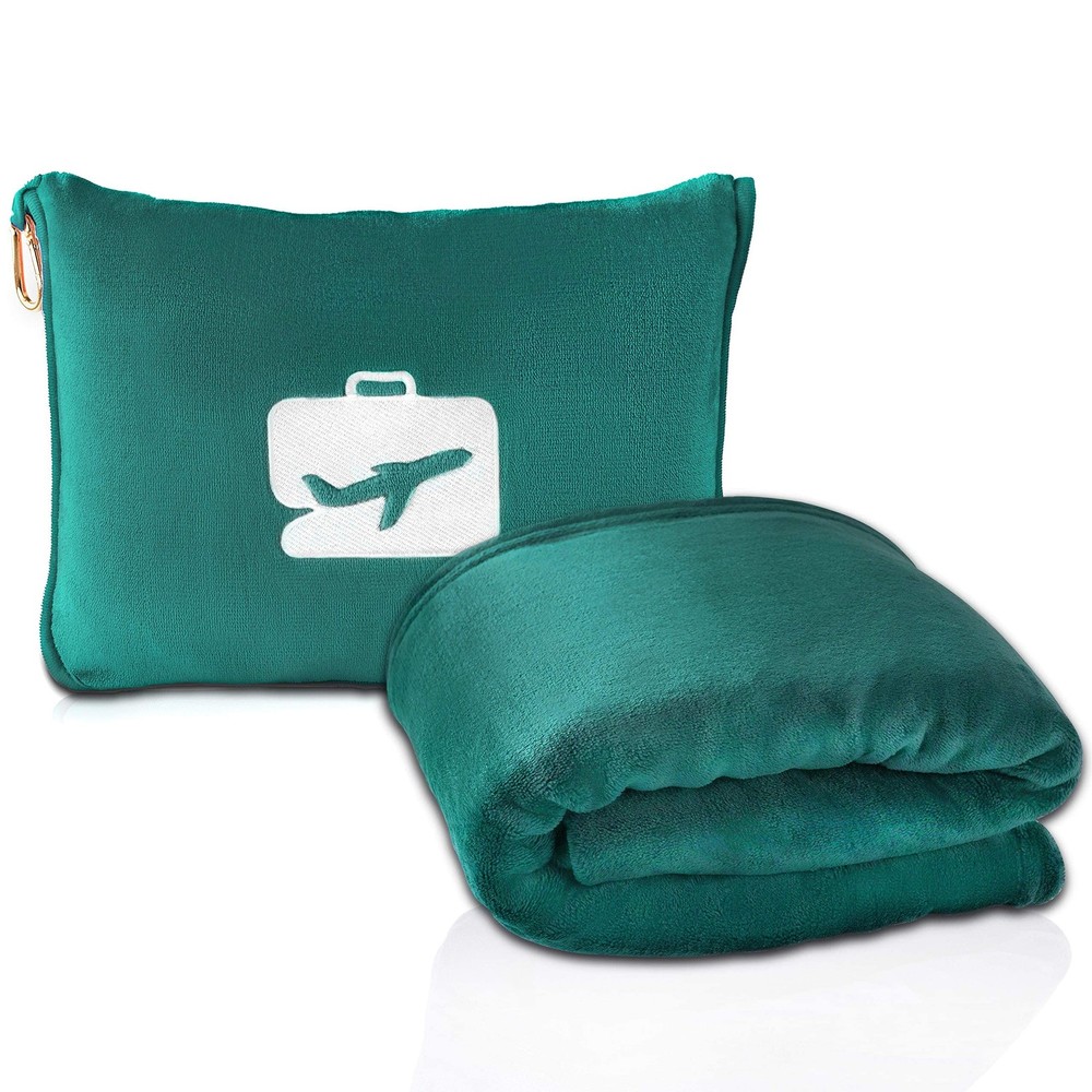 EverSnug Travel Blanket and Pillow – Ultra-Soft, 65X40 Inches, Forest Green