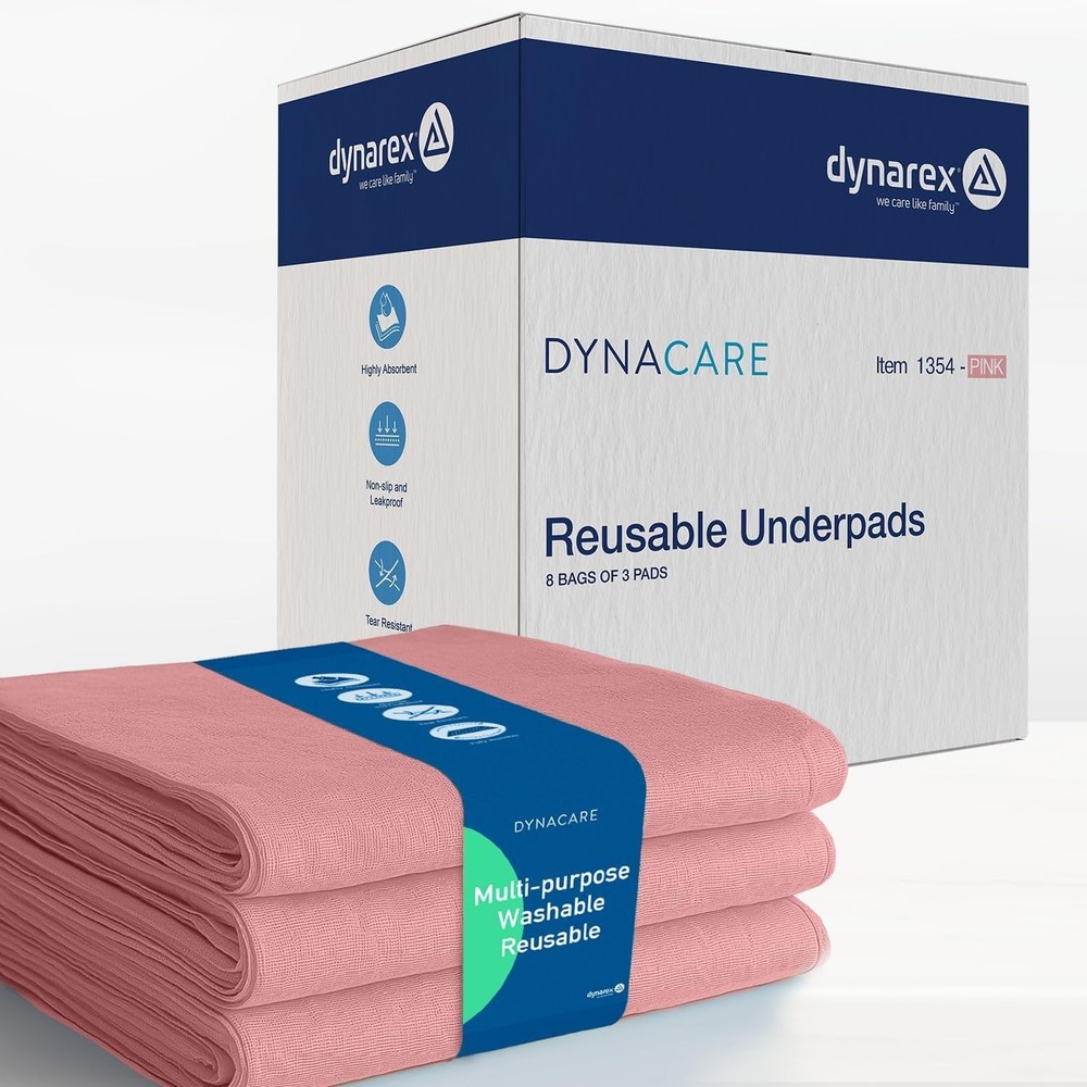 Dynarex DynaCare Incontinence Bed Pads, Reusable Washable Underpads, 34″ x 52″