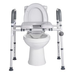 Uimoso Adjustable Raised Toilet Seat with Armrests for Seniors, 400 lbs Capacity