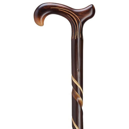 Hand Carved Spiral Derby Walking Cane – HC11-2