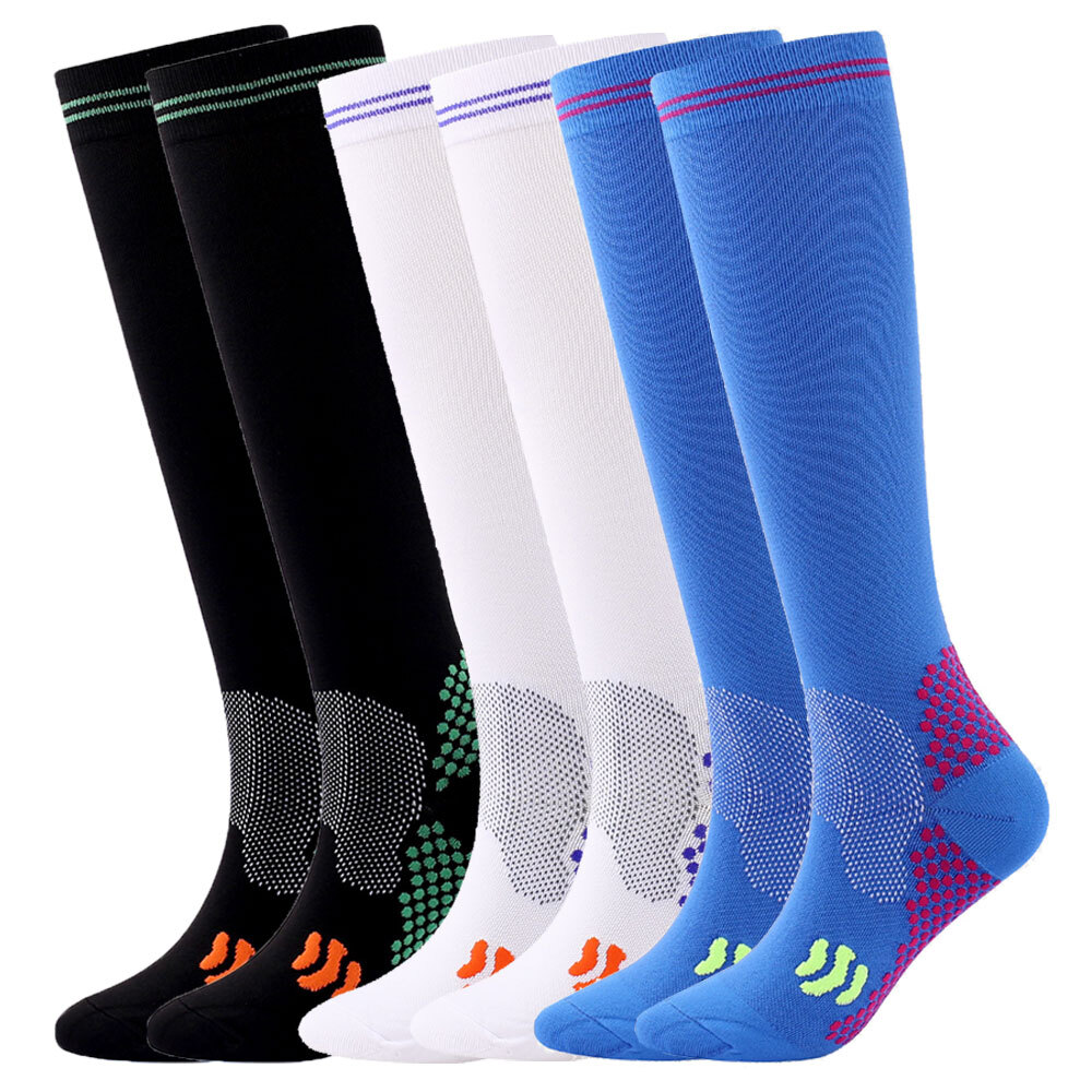 3 Pair Compression Socks 20-30 Mmhg For Men or Women High Pressure Sports Socks