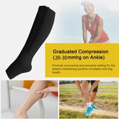 1/3PK Zipper Compression Socks Closed Toe 20-30mmHg With Zipper Safe Protection