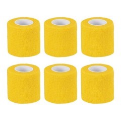 6Pcs 2″ x 177″ Self Adhesive Bandage Wrap Elastic Self Tape Yellow