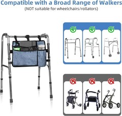 Dark Blue Walker Storage Bag with Cup Holder – Foldable Water Resistant Large…