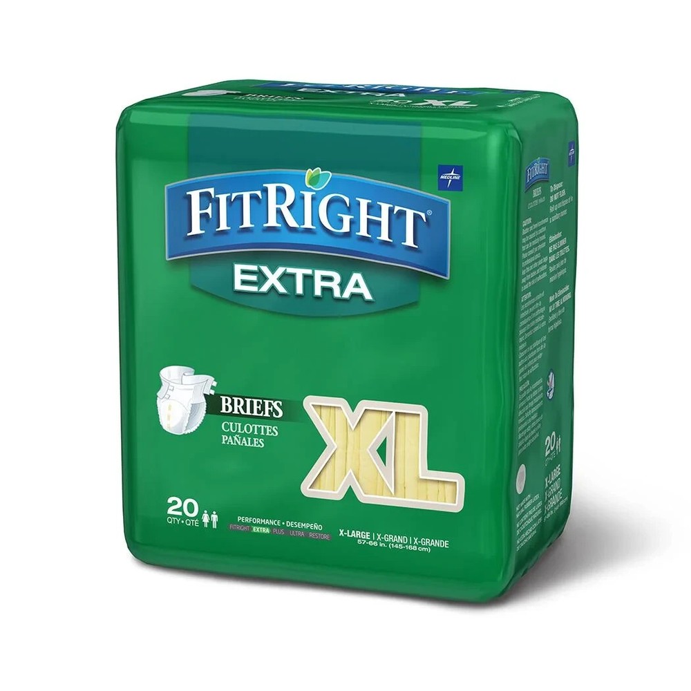 FitRight OptiFit Extra Briefs w/Tabs Adult Incontinence Brief XL 56″- 64″ 20 ct