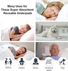 2 Pack! AbsorbEase Washable 34×36 Stain Masking Bed Pads, Heavy Absorbency