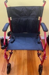 Medline MDS808200F3R 19in. Ultralight Transport Wheelchair – Red