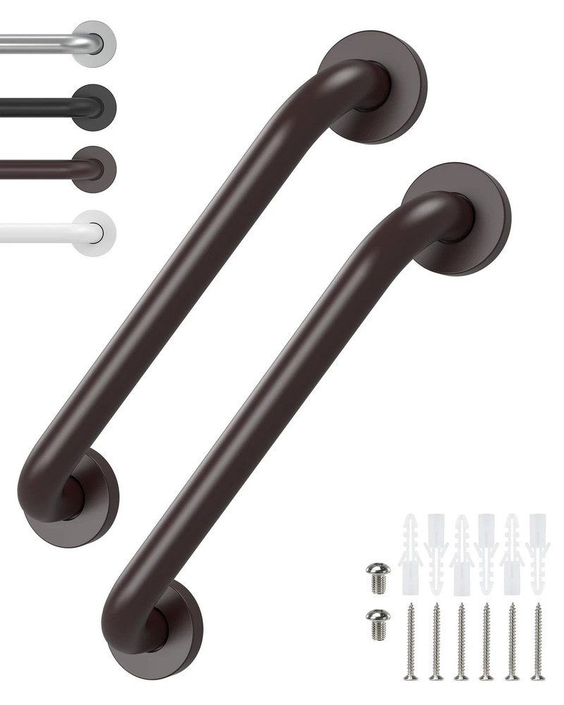 2 Pack 12 Inch Oil Rubbed Bronze Shower Grab Bars for Seniors with Screws