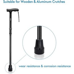 Black Cane Tips Replacement 1 Inch Natural Rubber Metal Reinforced Pack of 2