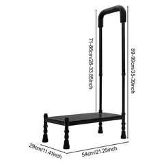 Step Stool with Handle, Adult Ramp with Handrail, Metal Stepping Stool black