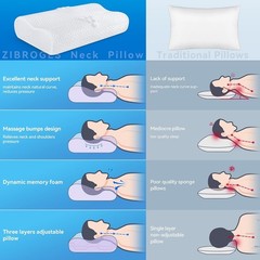 Cervical Neck Pillow – Adjustable Cooling Memory Foam for Pain Relief
