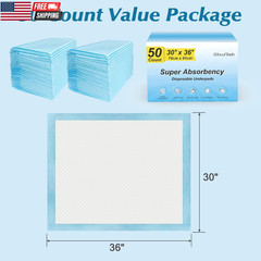 100 Count 22” X 22” Super Absorbency Disposable Underpads, Leakproof Quick Dryin