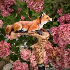 Hand-Painted Fox Walking Cane, Fashion Hand-painted Luxury Walking Stick