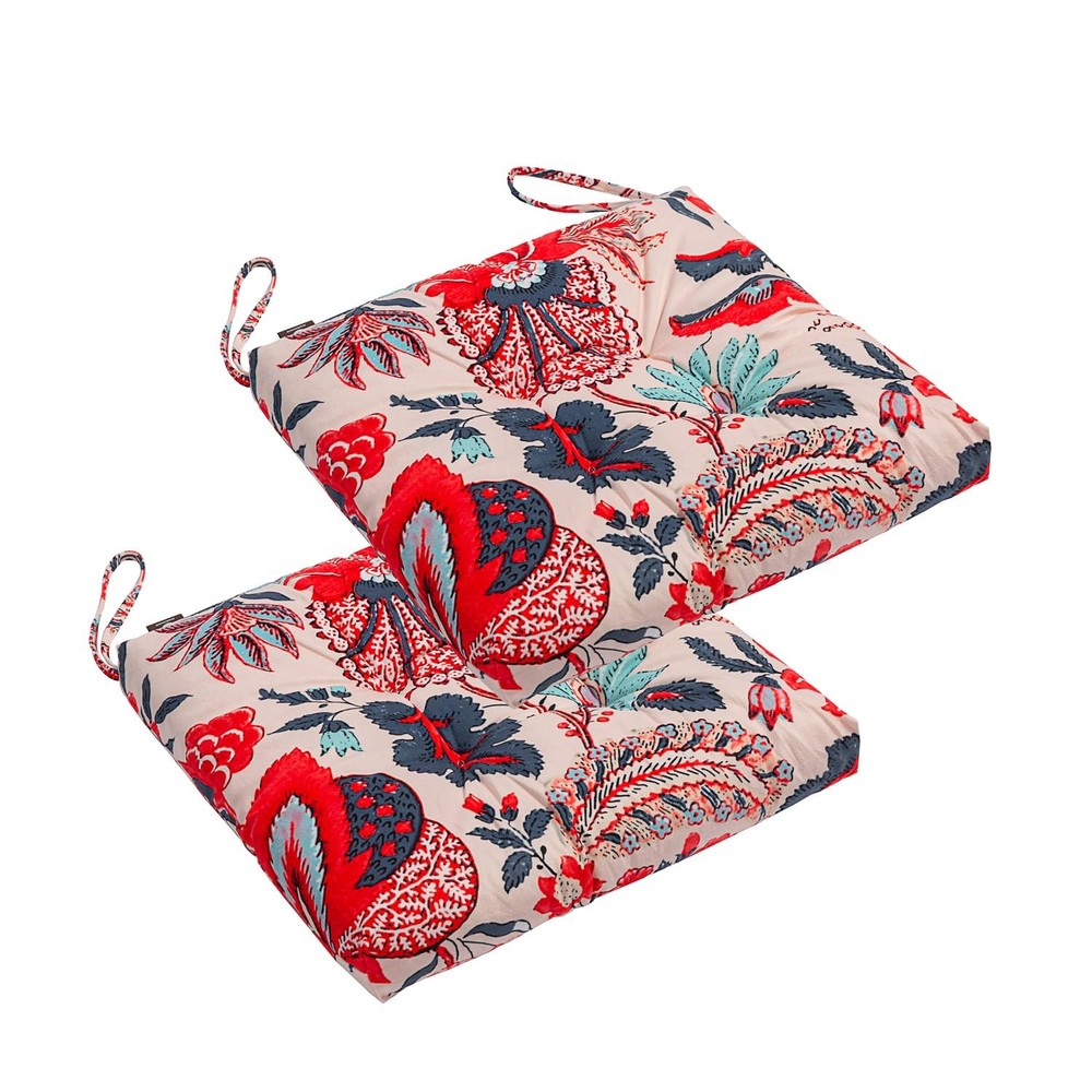 Makimoo 2-Pack Outdoor/Indoor Wicker Patio 17″ x 17″, Blue and Red Leaves
