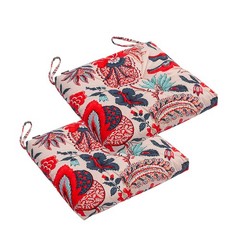 Makimoo 2-Pack Outdoor/Indoor Wicker Patio 17″ x 17″, Blue and Red Leaves