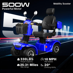 500W 48V/20AH Four Wheels Mobility Scooter for Senior & Adult 330lbs Capacity