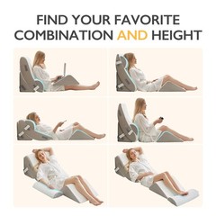 BDEUS 4-PCS Orthopedic Bed Wedge Pillow Set for Post-Surgery 20in, White