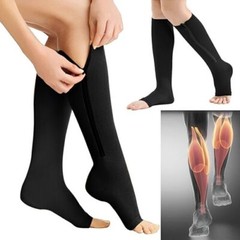 Men Women Open Toe Zipper Compression Socks 20-30mmHg Leg Calf Support Stockings