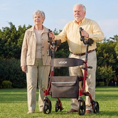 VEVOR Rollator Walker for Seniors Foldable Rolling Walker with PVC Solid Wheels